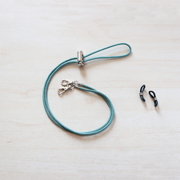 率性簡約丨調整式 眼鏡繩 口罩掛繩 項鍊 多功能小物-藍綠 第3張的照片