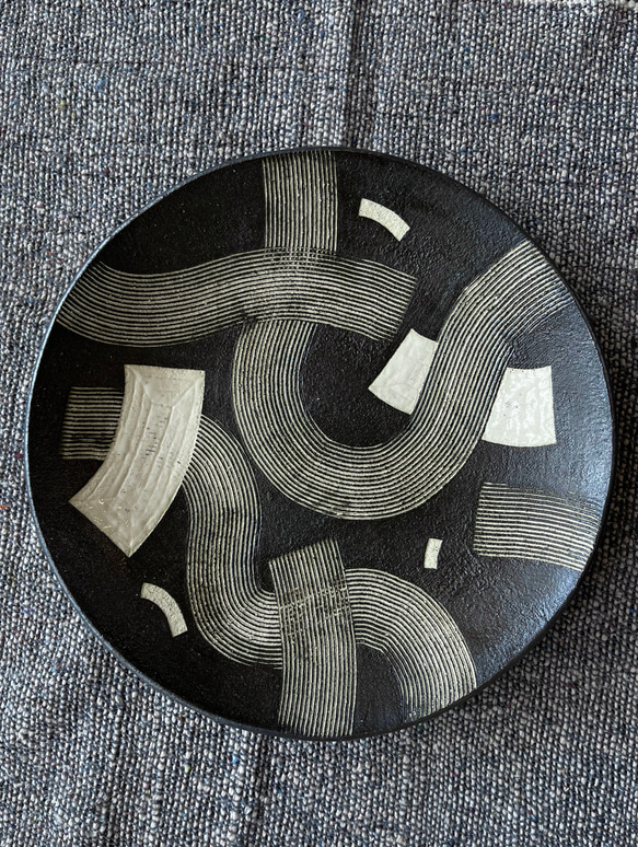 自然風　黒　26cm丸皿（大）　ワンプレート　（受注随時制作） 2枚目の画像