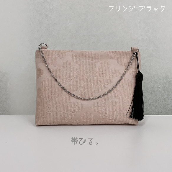 ✳︎Handbag✳︎ハンドバッグ✳︎アイボリー✳︎パーティバッグ✳︎帯リメイク✳︎ 4枚目の画像