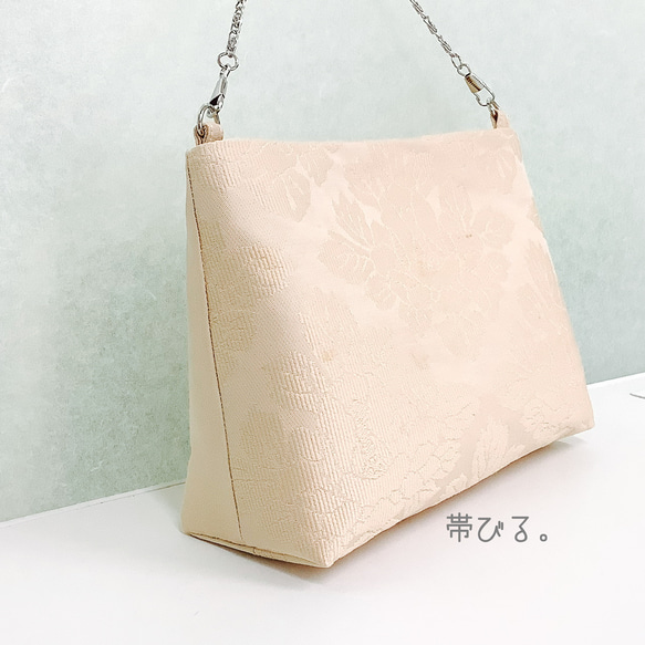 ✳︎Handbag✳︎ハンドバッグ✳︎アイボリー✳︎パーティバッグ✳︎帯リメイク✳︎ 2枚目の画像