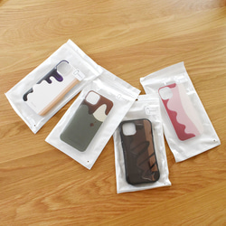 グレイッシュ ストライプ スマホケース 全面印刷 iPhone 各シリーズ対応 ベージュ & ブルー 6枚目の画像