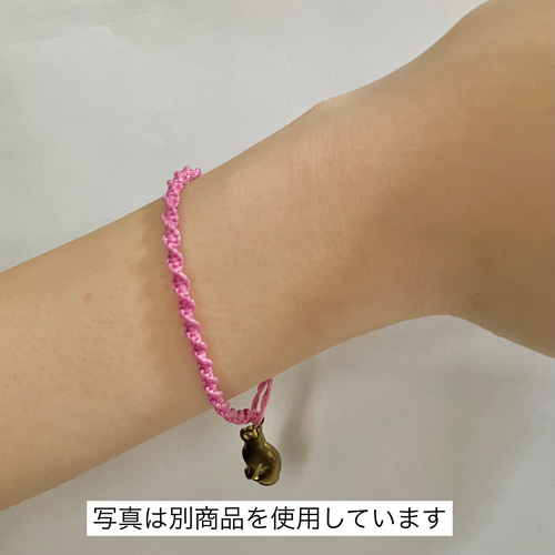 色オーダー可 マクラメ編みブレスレット ミサンガ 猫の顔チャーム 