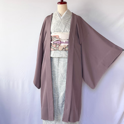 新品 正絹 単衣 女物 長羽織 赤紫色 絽紗 着物 haori しば田（お