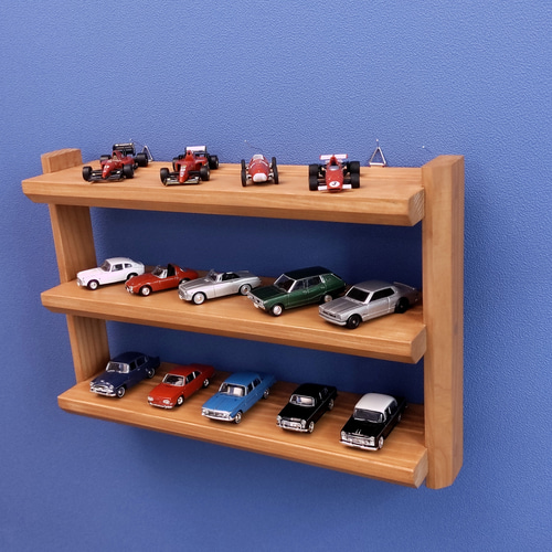 ミニカー 用 壁掛け シェルフ 】 ずれ止め ・ 位置決め ミゾ 付き