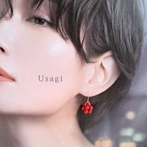 瀬織津姫＊赤珊瑚ボールピアス/イヤリング 【母なる海の守護】 ピアス