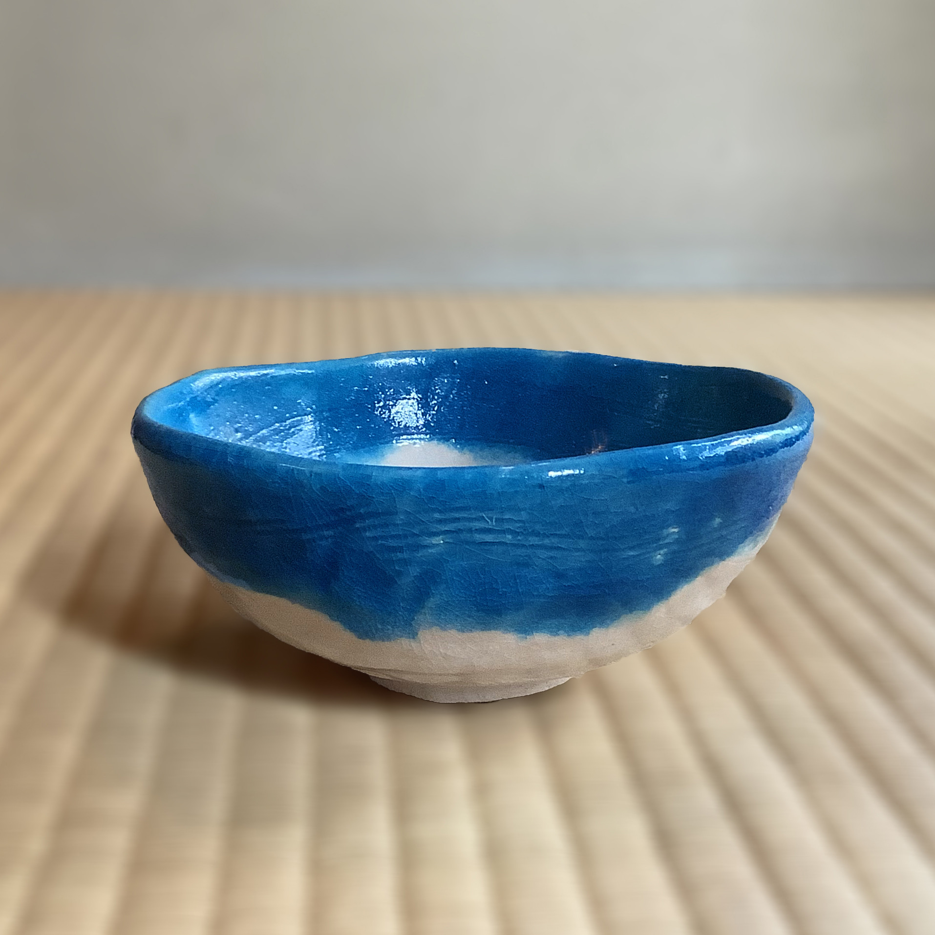 抹茶茶盌 抹茶茶碗 茶道 陶芸 陶器 青銅釉 トルコ青 手作り オリエント