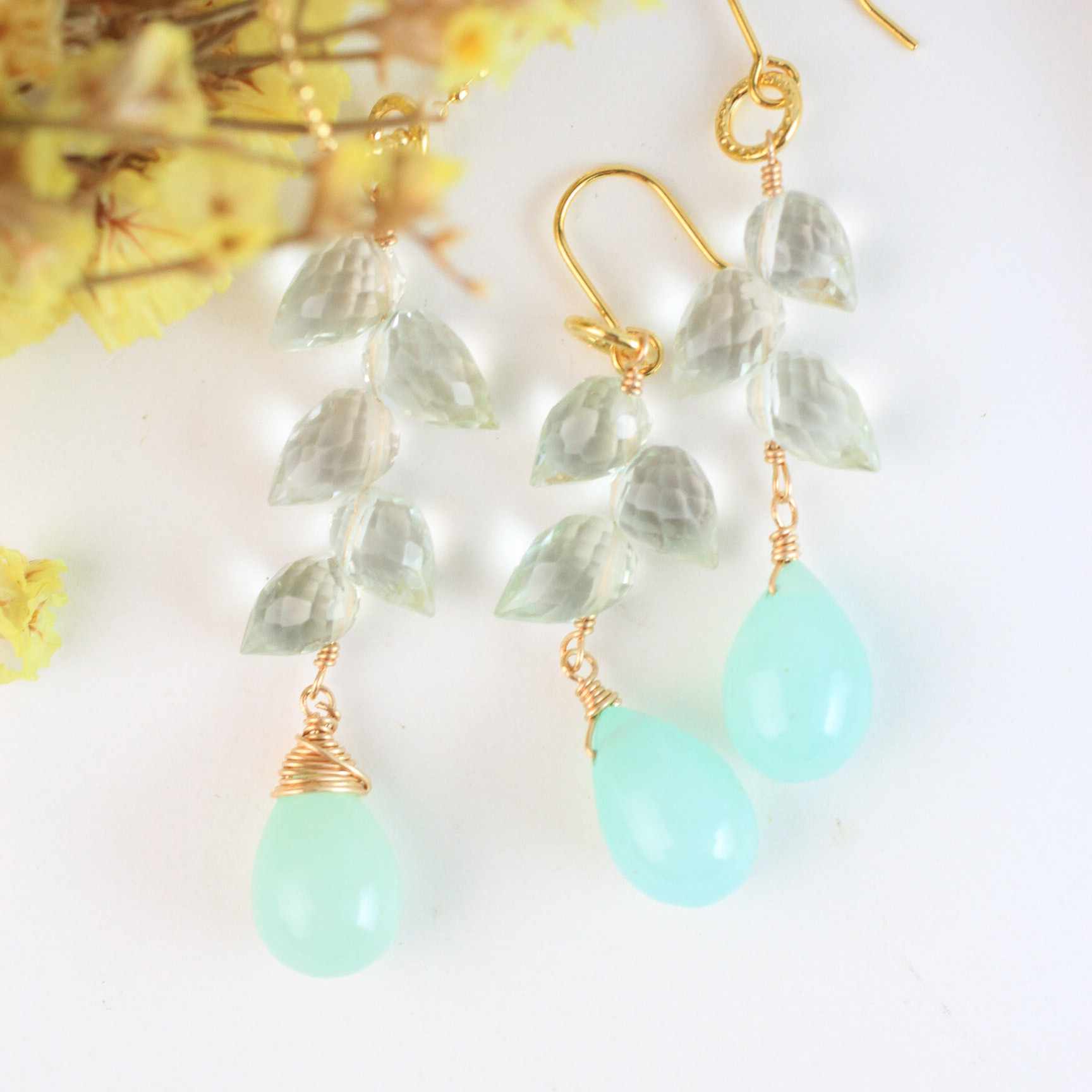 【福袋】クリソプレーズ　プラシオライト　耳飾り