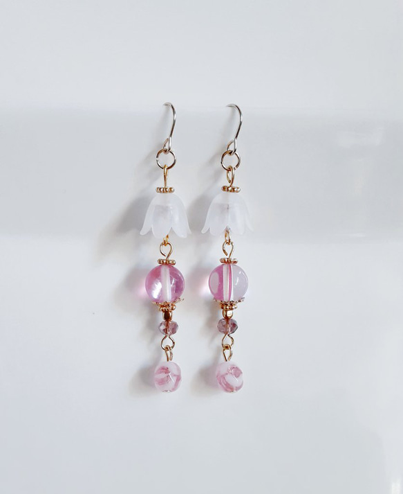 チェコビーズピンク系ピアス・イヤリング  期間限定！ 受注製作】Pink Czech beads earrings ピンクチェコビーズ イヤリング