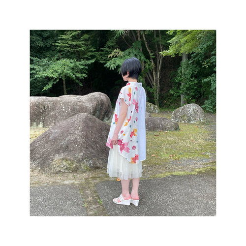 雲土【楽衣】 (RAKUE) シャツ 浴衣 作務衣 金魚 朝顔 ｵﾘｼﾞﾅﾙ 一点もの 