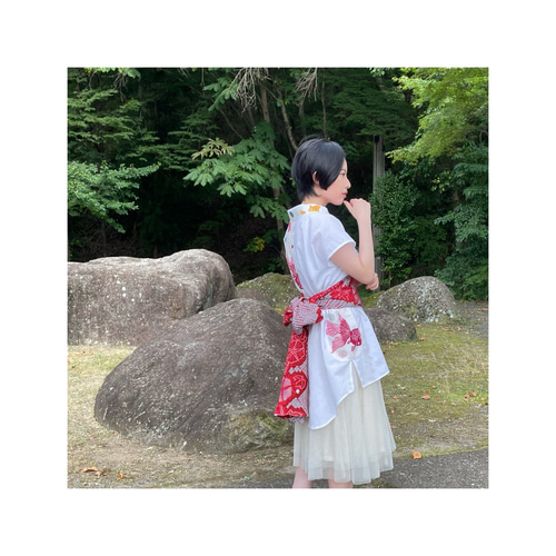 雲土【楽衣】 (RAKUE) シャツ 浴衣 作務衣 金魚 朝顔 ｵﾘｼﾞﾅﾙ 一点もの 