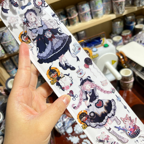 海外PETテープ 切り売り 花 少女 人物 ダークウィスパーズ