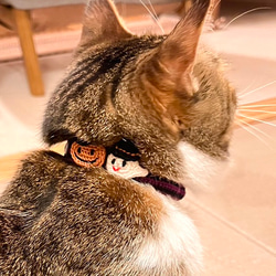 ハロウィン　おばけ＆かぼちゃ　猫さんにやさしい首輪【かぎ針編み　猫の首輪　猫　首輪　セーフティバックル　軽い　柔らかい】 3枚目の画像