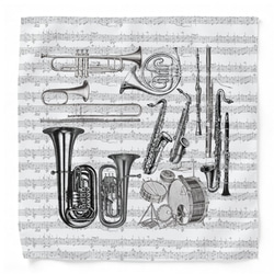 楽器柄のタオルハンカチ 1枚目の画像
