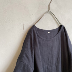 ダブルガーゼの半袖ワンピース。ネイビー【受注製作】 7枚目の画像