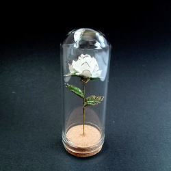 手のひらサイズの白い薔薇のガラスドーム　美女と野獣 4枚目の画像