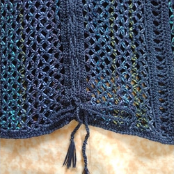 (送料無料）添え糸編みのプル～～！　ネット編みにグラデーションのきれいな糸を編みこんだように編んでいます～～！ 9枚目の画像