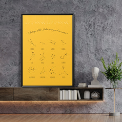 アートポスター【  イエロー 12星座 ゾディアック 】  黄色と星のパワーでエネルギーチャージ！ 3枚目の画像