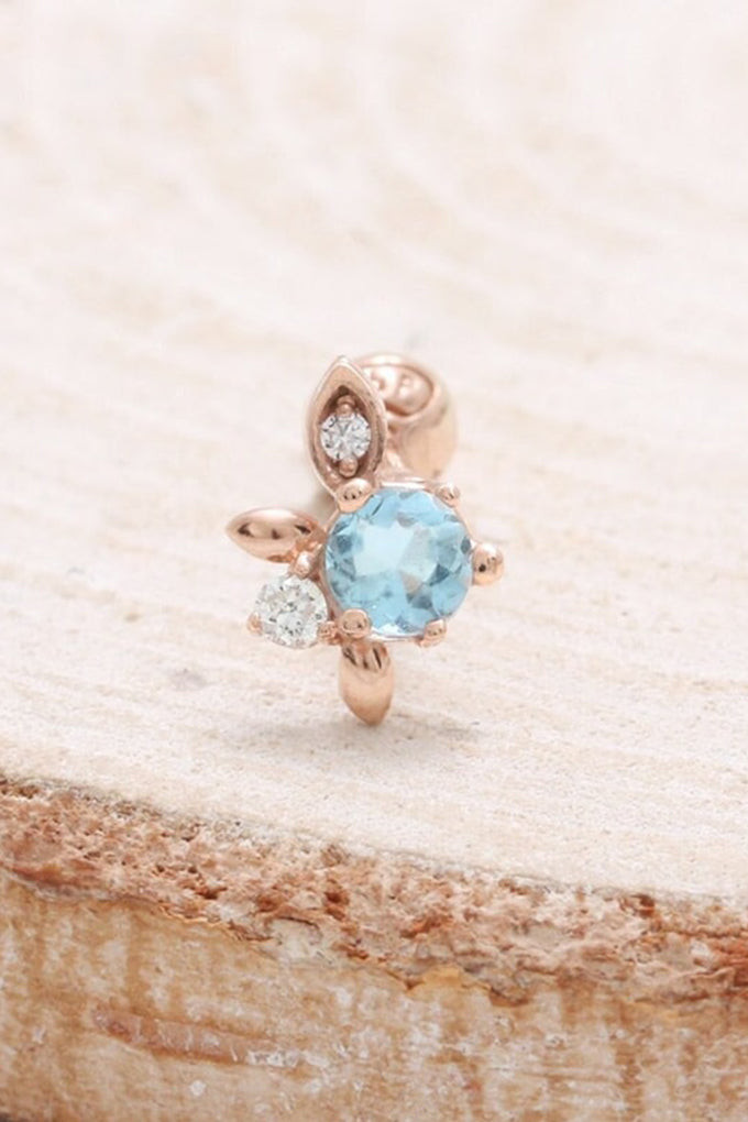 14K金 ゴールド 天然タンザナイト ダイヤモンド ヘリックス 軟骨 アラガス コンク イヤリング ピアス ラブレット