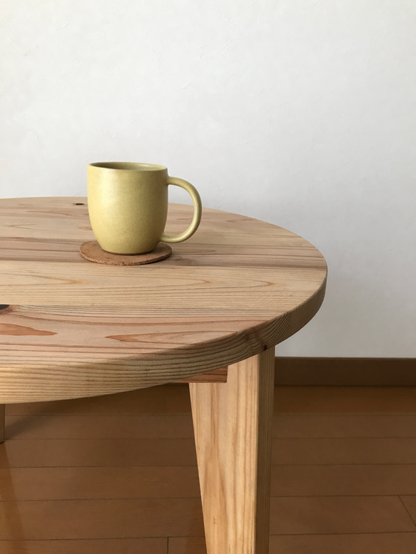 無垢材のラウンドテーブル【ハンドメイド家具】 ≪エクステンションシリーズ≫【ラウンドテーブル・ 無垢材 / 鉄