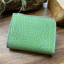 【エテ二朗】メロン型押しレザー 名刺入れ＆L字ファスナー財布　手縫い　本革 3ddb2f6a427e236d38e60394302c64