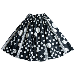 クリームホワイト水玉ゆったりスカート 和風ダークスタイル 大きめ裾スカート 16枚目の画像