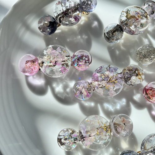 ボタニカルフラワーレジンヘアアクセサリーセット New‼︎ 夏デザイン♡ ボタニカルフラワー レジン ピアス