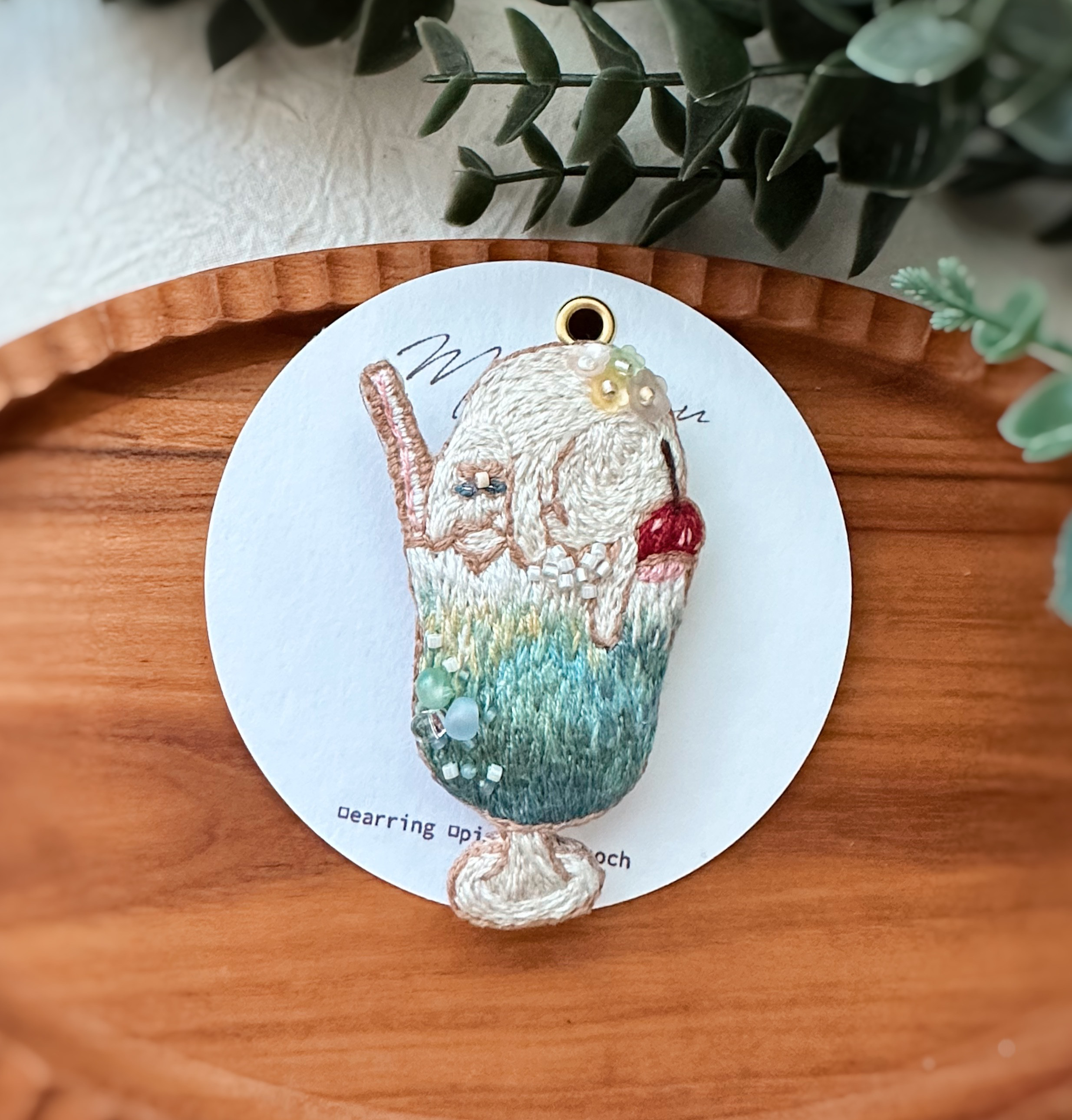 まさはる チューリップ メロンソーダ ビーズ刺繍ブローチ 全国送料無料ギフト まさはる様 専用 ビーズ刺繍ブローチ メロン