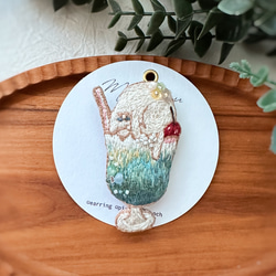 まさはる チューリップ メロンソーダ ビーズ刺繍ブローチ fleuri | お客様オーダー記録✨🍈🐠 夏のオーダーが増えて来まし