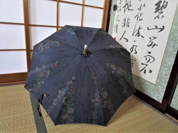 更紗模様・着物から日傘（傘袋付き） 1枚目の画像