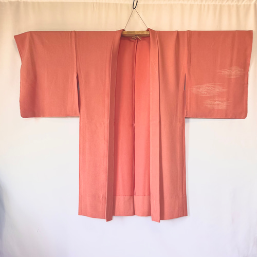 新品 正絹 単衣 女物 長羽織 鮫小紋付け下げ風 着物 haori しば田（お 