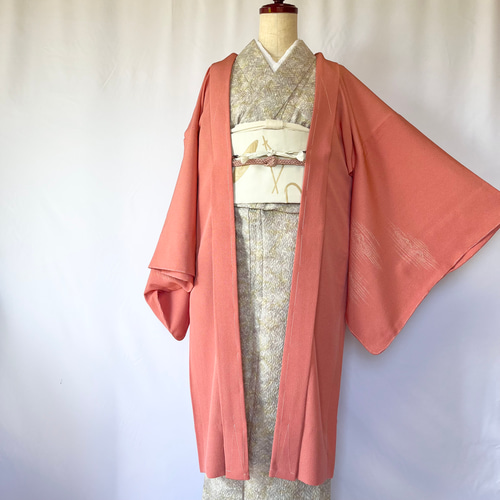 新品 正絹 単衣 女物 長羽織 鮫小紋付け下げ風 着物 haori しば田（お 