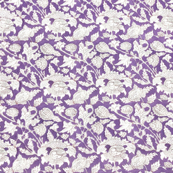 【50cm単位】ラベンダーホワイトフラワー　インド　ハンドブロックプリント生地  コットン 4枚目の画像