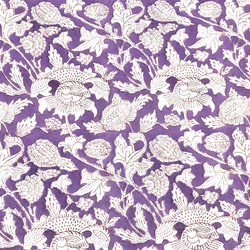 【50cm単位】ラベンダーホワイトフラワー　インド　ハンドブロックプリント生地  コットン 3枚目の画像