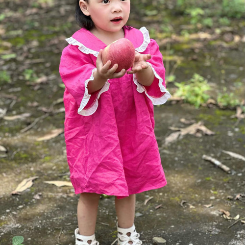 マゼンタピンク リネン ワンピース 子供服 Chuon Chuon 通販 16335757