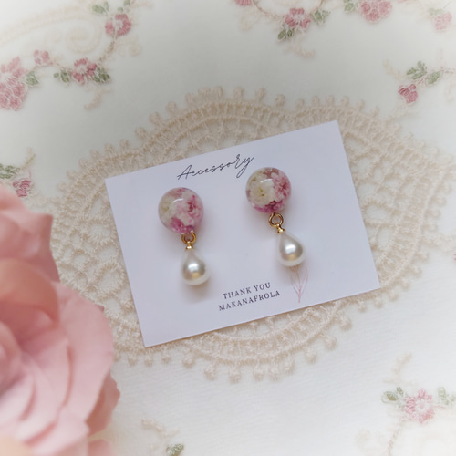 かすみ草 フラワーアクセサリー ピアス/イヤリング ピアス（その他