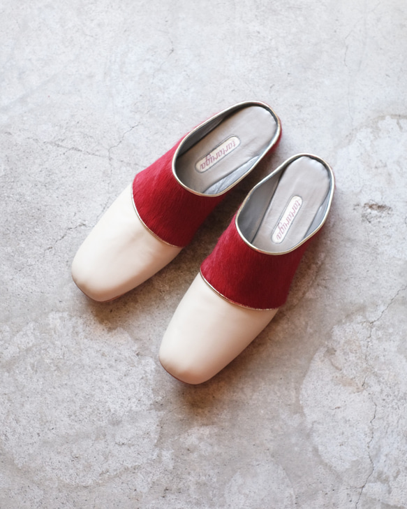 【limited color】ルームシューズ  -beige × red- size23−23.5 1枚目の画像