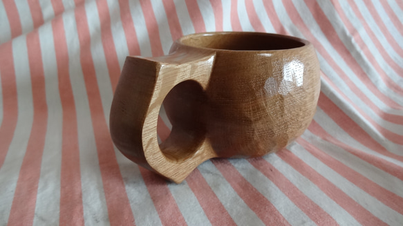ドングリの楢の一木彫りコーヒーカップ. 9枚目の画像