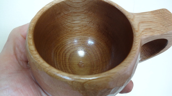 ドングリの楢の一木彫りコーヒーカップ. 6枚目の画像
