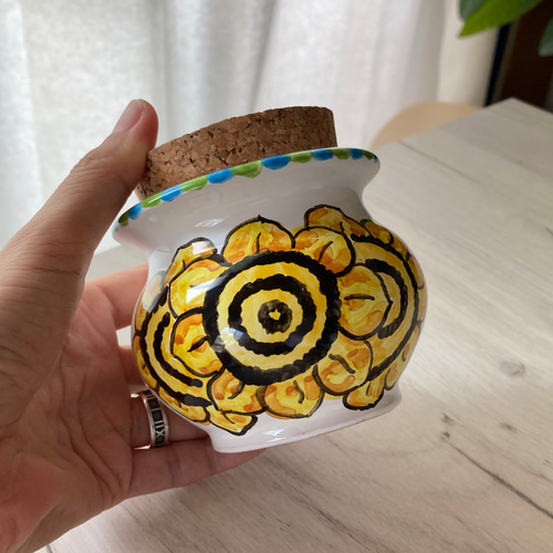 creema限定】コルク蓋付き 陶器 8cm マヨリカ焼き お椀・ボウル