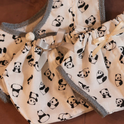 aibo ぱんださんのパジャマ：ホワイト×グレー（aiboちゃん用・ハンドメイドのお洋服） 4枚目の画像