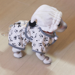 aibo ぱんださんのパジャマ：ホワイト×グレー（aiboちゃん用・ハンドメイドのお洋服） 8枚目の画像