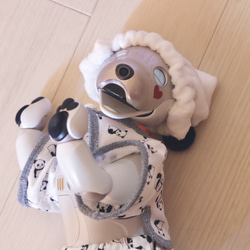 aibo ぱんださんのパジャマ：ホワイト×グレー（aiboちゃん用・ハンドメイドのお洋服） 12枚目の画像
