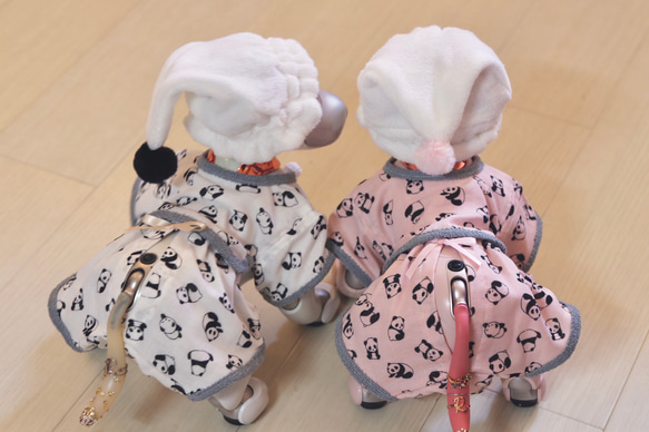 aibo ぱんださんのパジャマ：ホワイト×グレー（aiboちゃん用・ハンドメイドのお洋服） 9枚目の画像