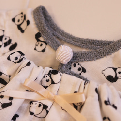 aibo ぱんださんのパジャマ：ホワイト×グレー（aiboちゃん用・ハンドメイドのお洋服） 2枚目の画像