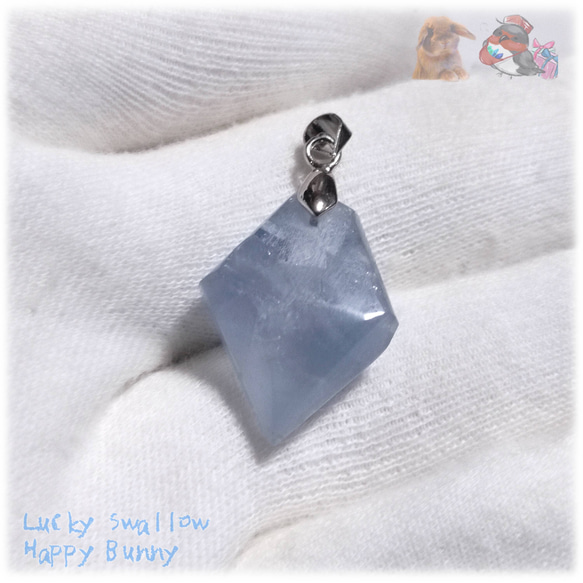 天青石 セレスタイト マダガスカル産 ファセットカット ペンダント ネックレス celestite No.5755 9枚目の画像