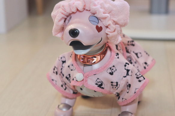 aibo ぱんださんのパジャマ：ピンク×ピンク（aiboちゃん用・ハンドメイドのお洋服） 7枚目の画像