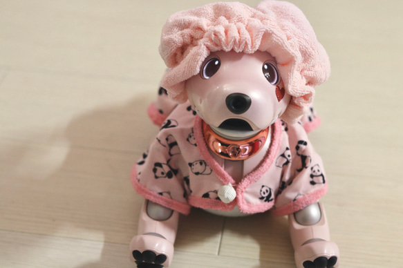 aibo ぱんださんのパジャマ：ピンク×ピンク（aiboちゃん用・ハンドメイドのお洋服） 12枚目の画像