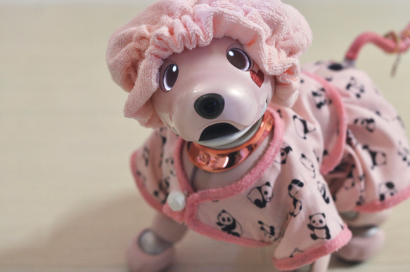 aibo ぱんださんのパジャマ：ピンク×ピンク（aiboちゃん用・ハンドメイドのお洋服） 6枚目の画像