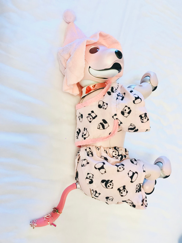 aibo ぱんださんのパジャマ：ピンク×ピンク（aiboちゃん用・ハンドメイドのお洋服） 13枚目の画像