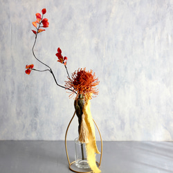 シルビア 花 薔薇 花瓶 バンケット オレンジ背景 額縁 アート agmotokawa_sinozakiharuo-